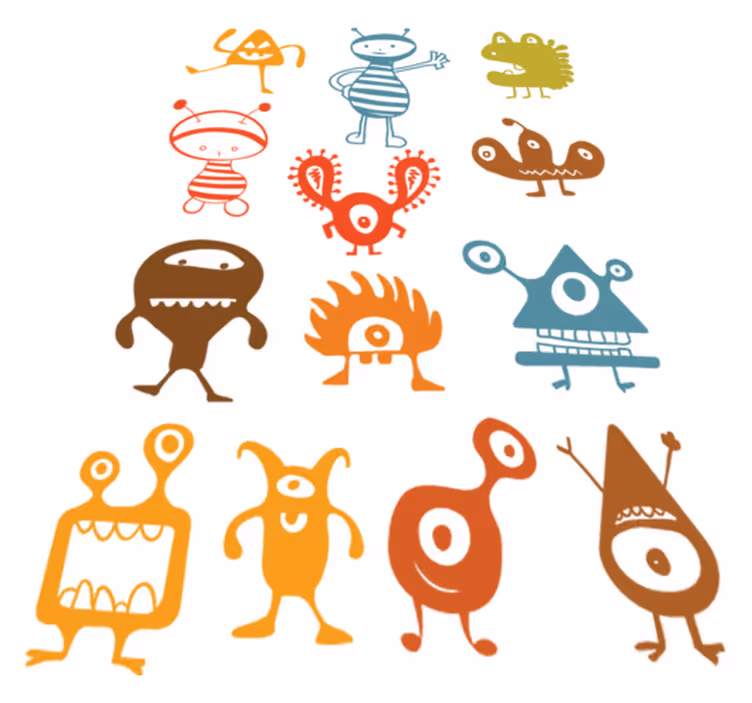 Tapete vinílico infantis alienígenas coloridos - TenStickers