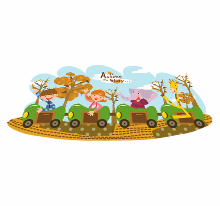 Tapete vinílico infantis trem no outono - TenStickers