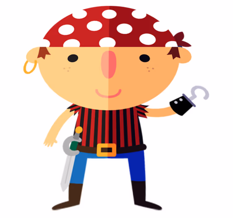 Tapete vinílico infantis ilustração de pirata - TenStickers