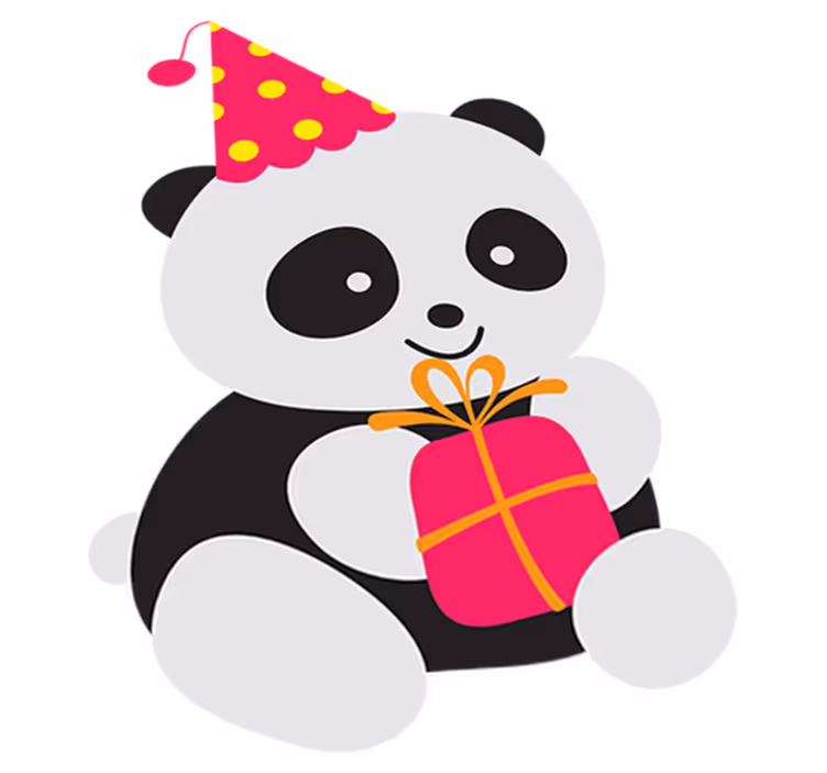 Tapete vinílico infantis panda bebê com presente - TenStickers