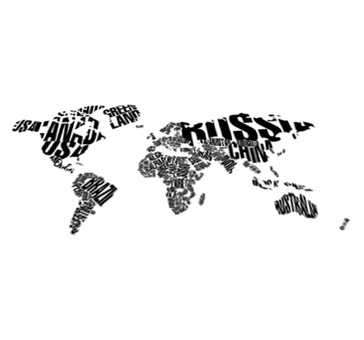 Tapete vinílico de mapa mundial com nomes de países - TenStickers