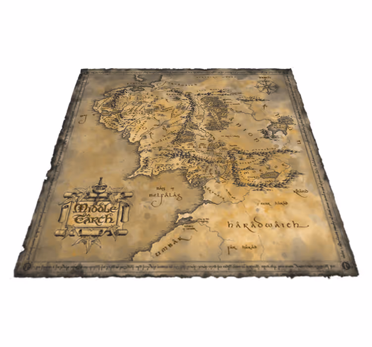 Tapete vinílico de mapa mundial decorativo da terra média - TenStickers