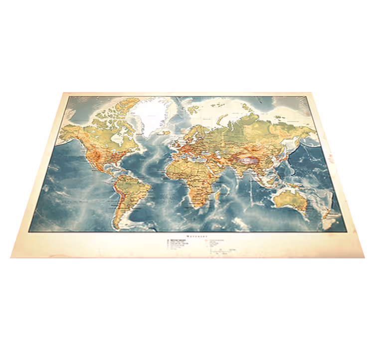 Tapete vinílico de mapa mundial envelhecido - TenStickers