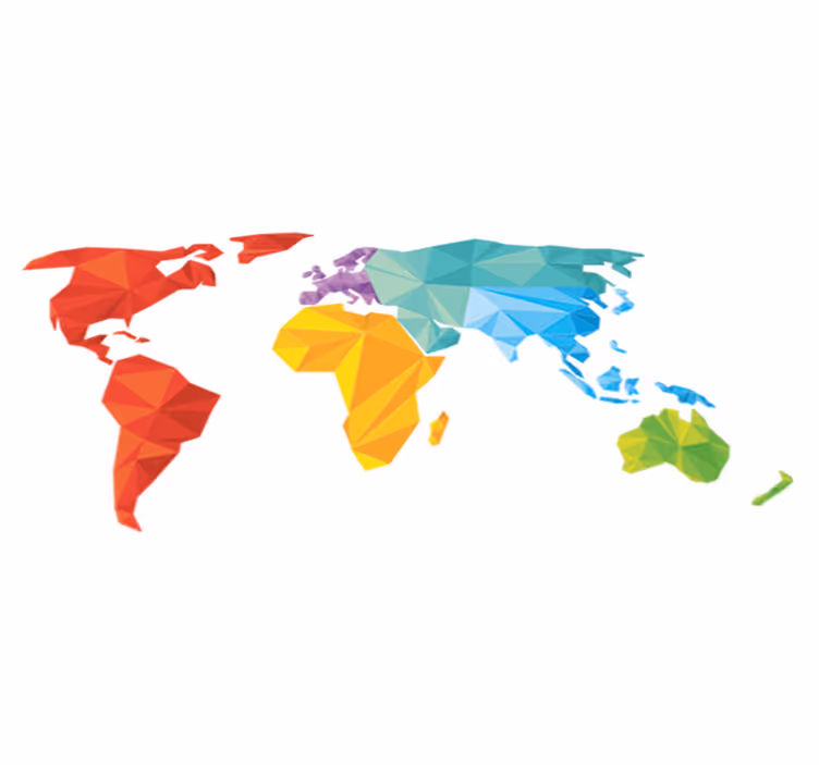 Tapete vinílico de mapa mundial geométrico - TenStickers