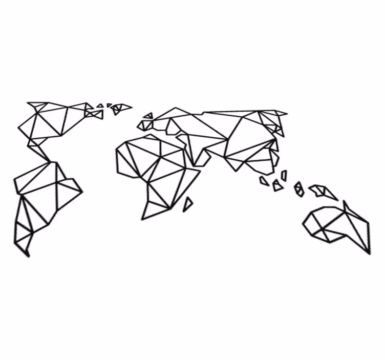 Tapete vinílico de mapa mundial origami decorativo - TenStickers