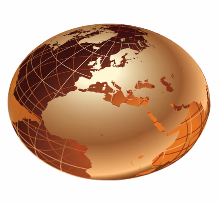 Tapete vinílico de mapa mundial em dourado europa - TenStickers