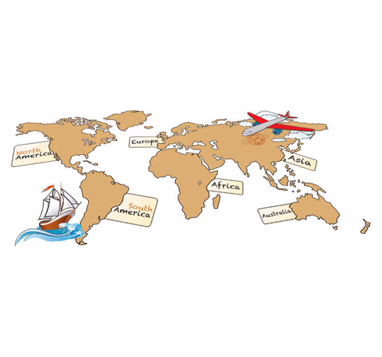 Tapete vinílico de mapa mundial em inglês - TenStickers