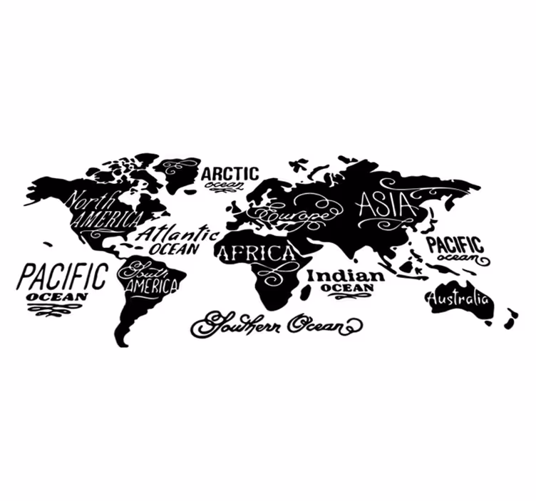 Tapete vinílico de mapa mundial com detalhes - TenStickers