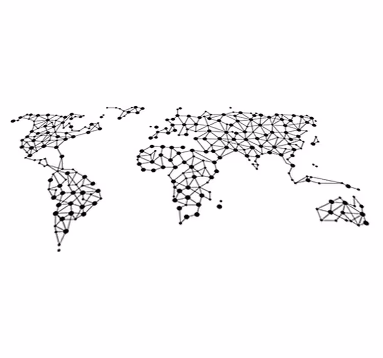 Tapete vinílico de mapa mundial pontos conectados - TenStickers