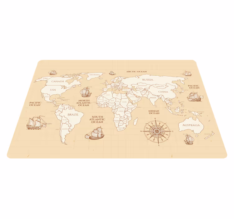 Tapete vinílico de mapa mundial mapa-múndi antigo com países - TenStickers