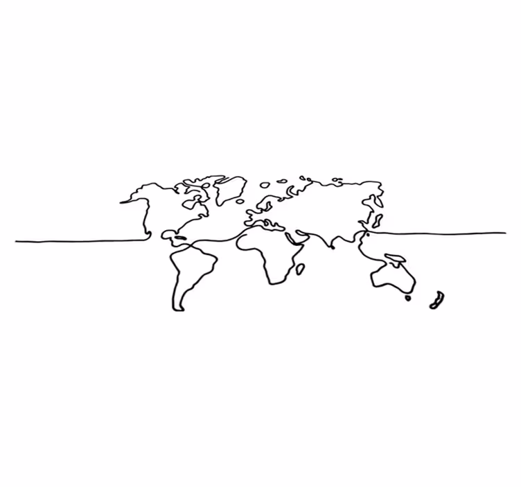 Tapete vinílico de mapa mundial em arte linear - TenStickers