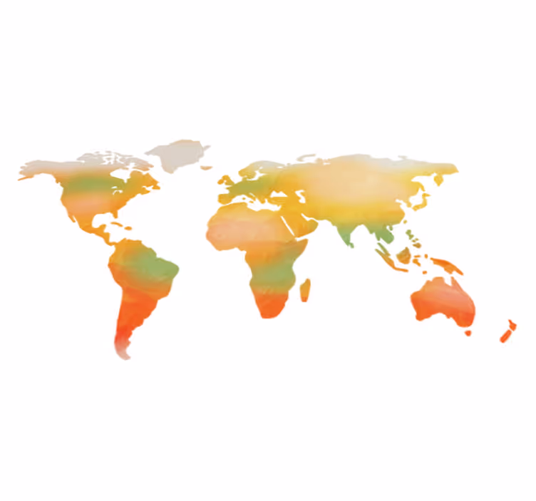 Tapete vinílico de mapa mundial em tons quentes - TenStickers