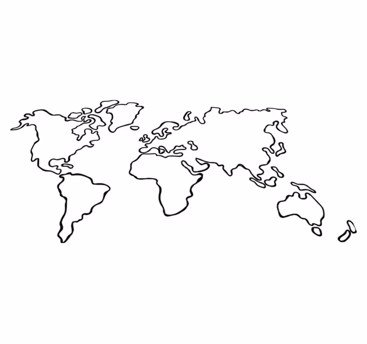Tapete vinílico de mapa mundial em uma cor só - TenStickers