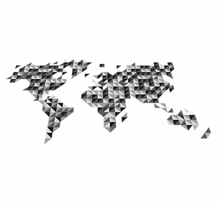 Tapete vinílico de mapa mundial em cores de escala de cinza - TenStickers