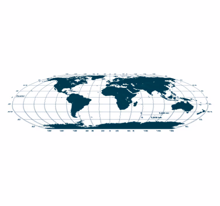 Tapete vinílico de mapa mundial meridianos azuis - TenStickers