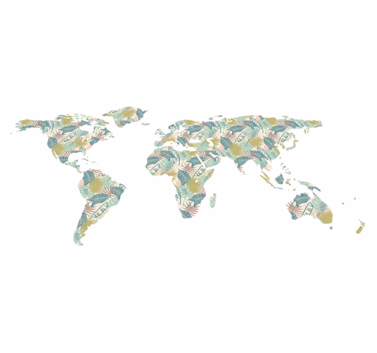 Tapete vinílico de mapa mundial mapamundi tropical - TenStickers