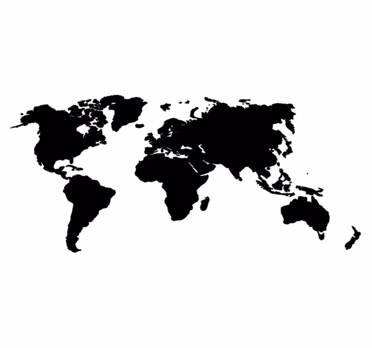 Tapete vinílico de mapa mundial em uma cor - TenStickers