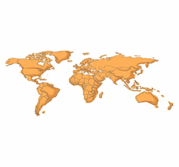 Tapete vinílico de mapa mundial com bordas políticas simples - TenStickers