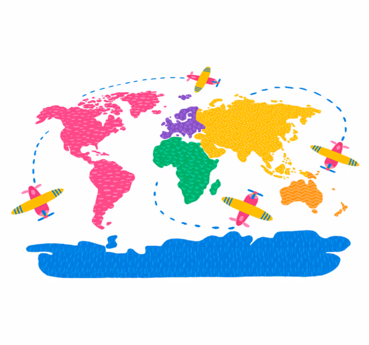 Tapete vinílico de mapa mundial para viagens - TenStickers