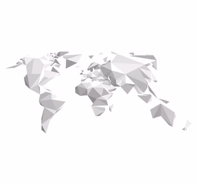 Tapete vinílico de mapa mundial design origami cinza - TenStickers