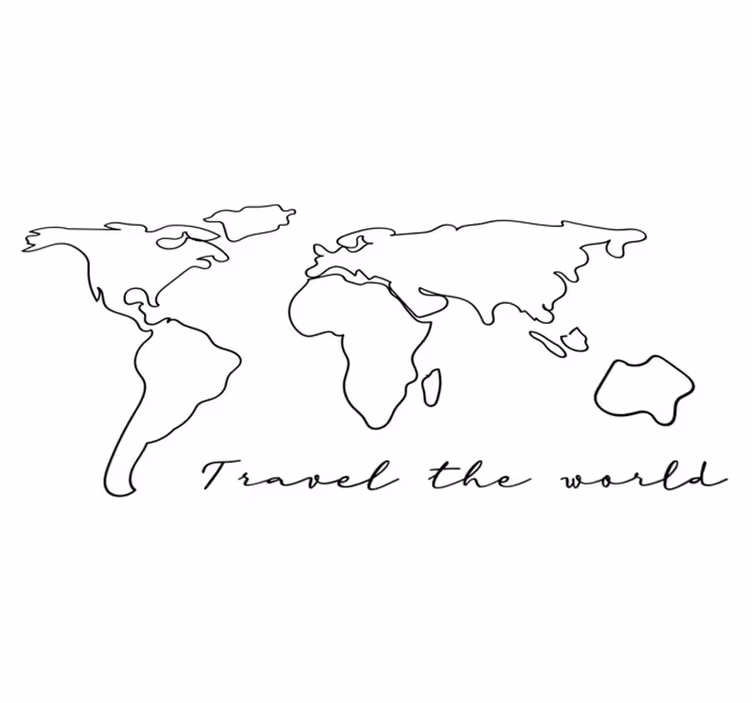 Tapete vinílico de mapa mundial com texto viagem - TenStickers