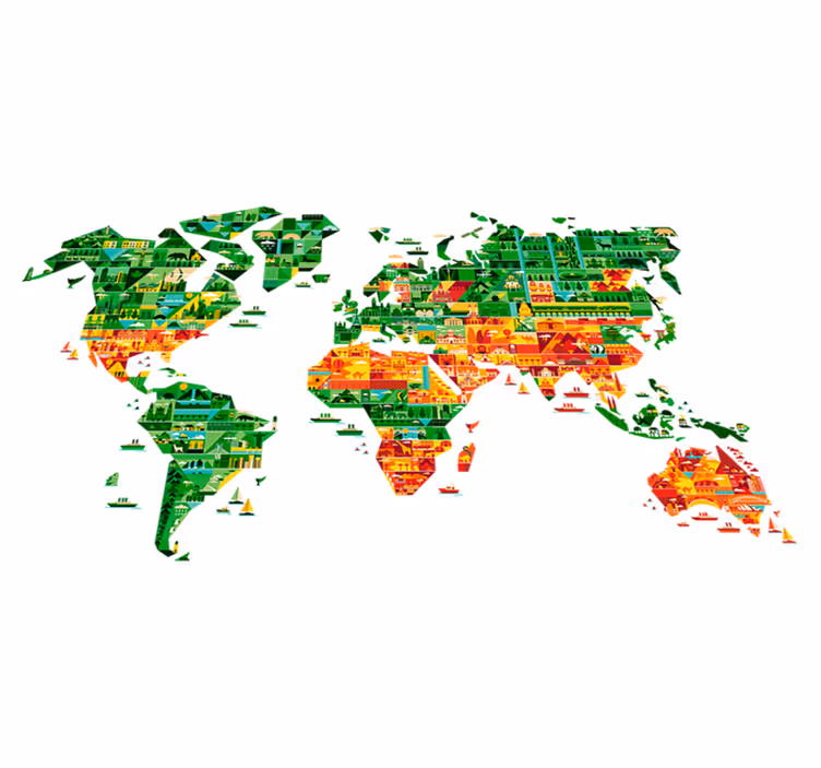 Tapete vinílico de mapa mundial designs monumentais - TenStickers
