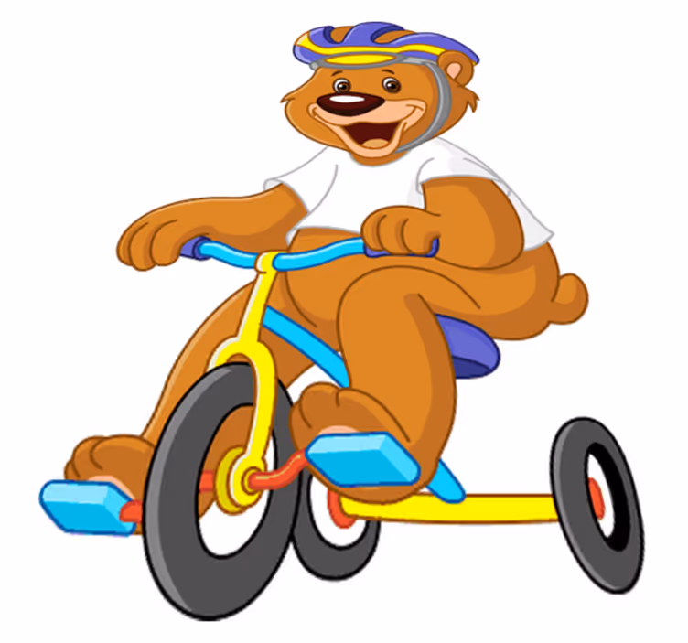 Tapete vinílico infantis urso ciclista - TenStickers