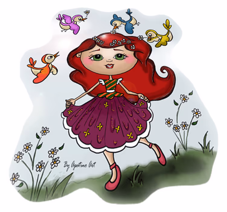 Tapete vinílico infantis menina no campo - TenStickers
