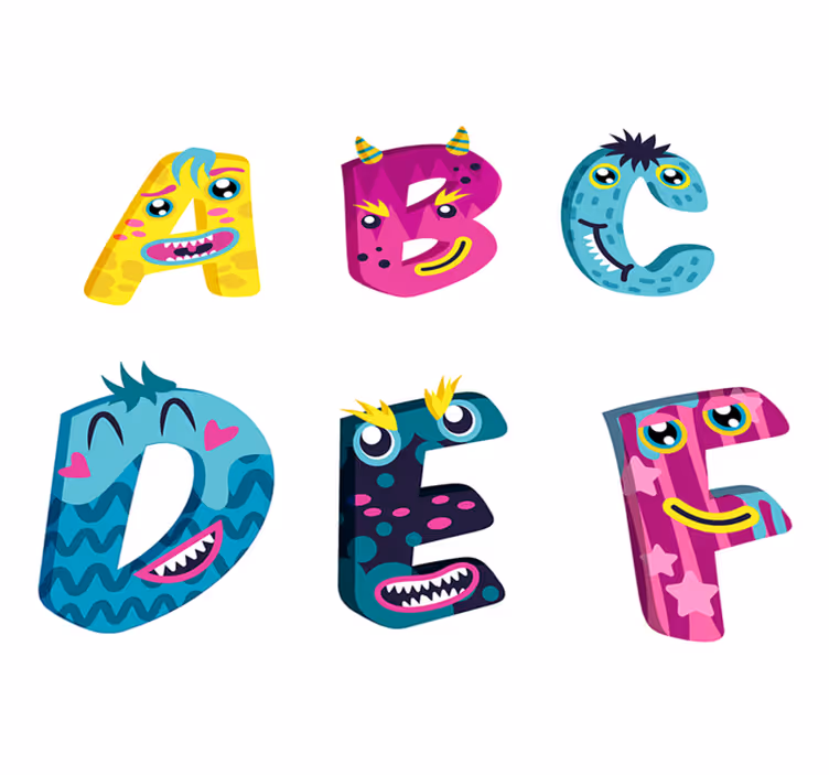 Tapete vinílico infantis letras do alfabeto - TenStickers