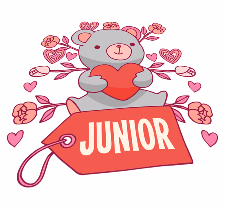 Tapete vinílico infantis urso coração e nome - TenStickers