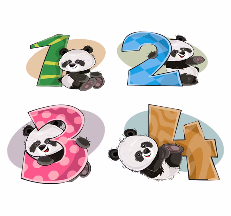Tapete vinílico infantis 4 pandas - TenStickers