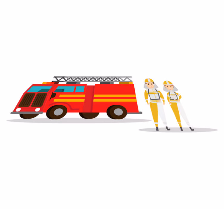 Tapete vinílico infantis carro de bombeiro homens e mulheres - TenStickers