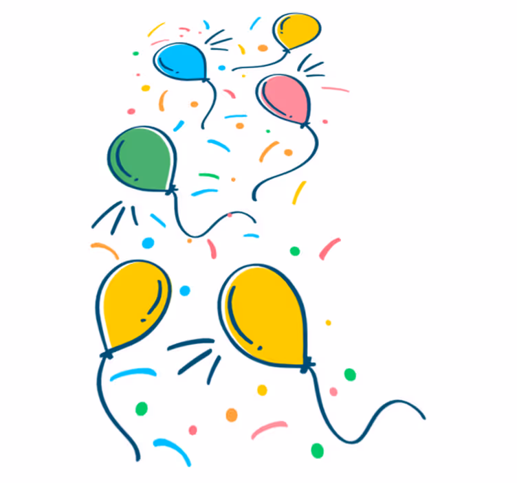 Tapete vinílico infantis balão com confete - TenStickers