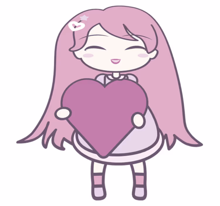 Tapete vinílico infantis menina anime trazendo amor - TenStickers