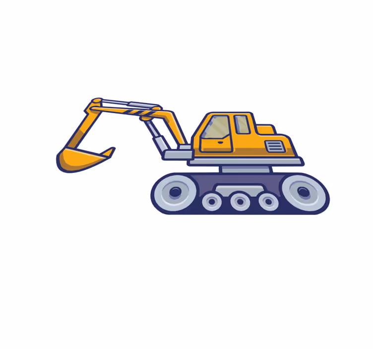 Tapete vinílico infantis escavador amarelo típico - TenStickers