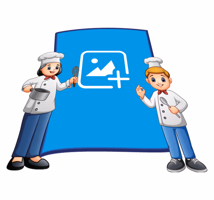 Tapete vinílico infantis com moldura para foto de chef - TenStickers