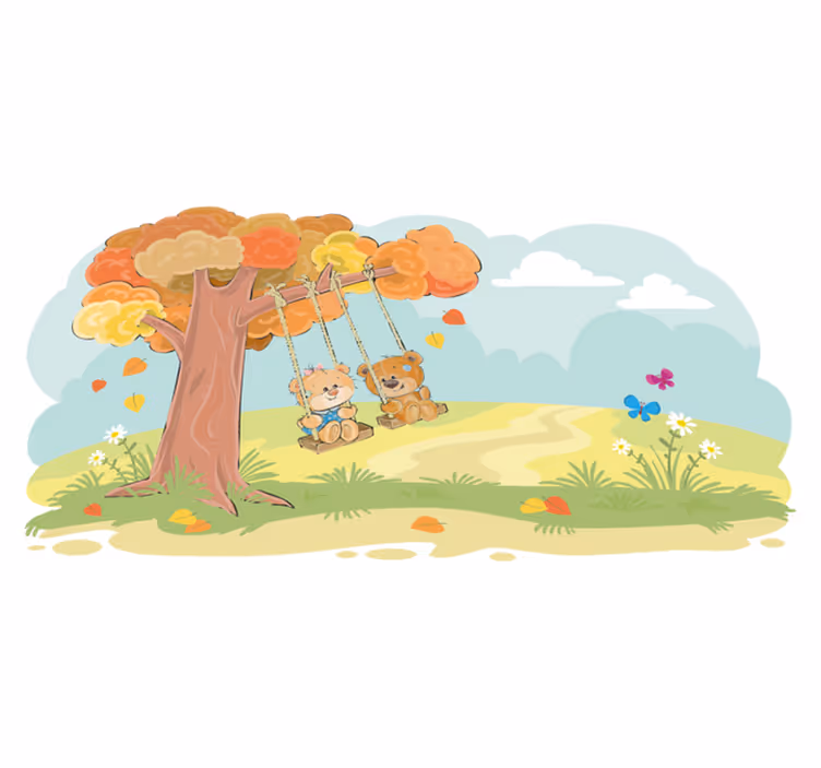 Tapete vinílico infantis ursos em floresta - TenStickers