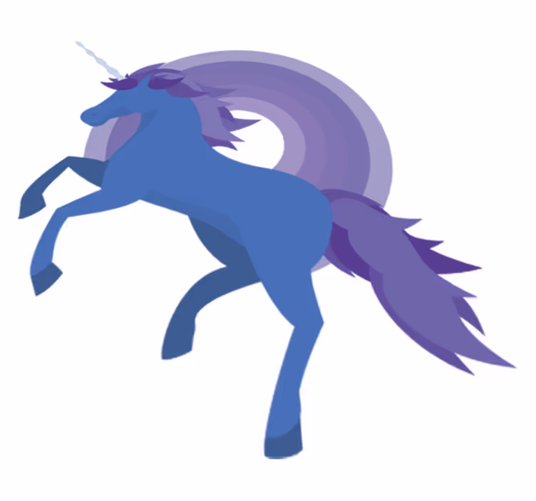 Tapete vinílico infantis forma de unicórnio azul e roxo - TenStickers