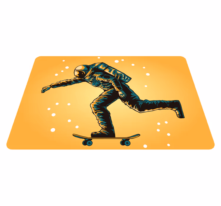 Tapete vinílico infantis astronauta sobre skate - TenStickers