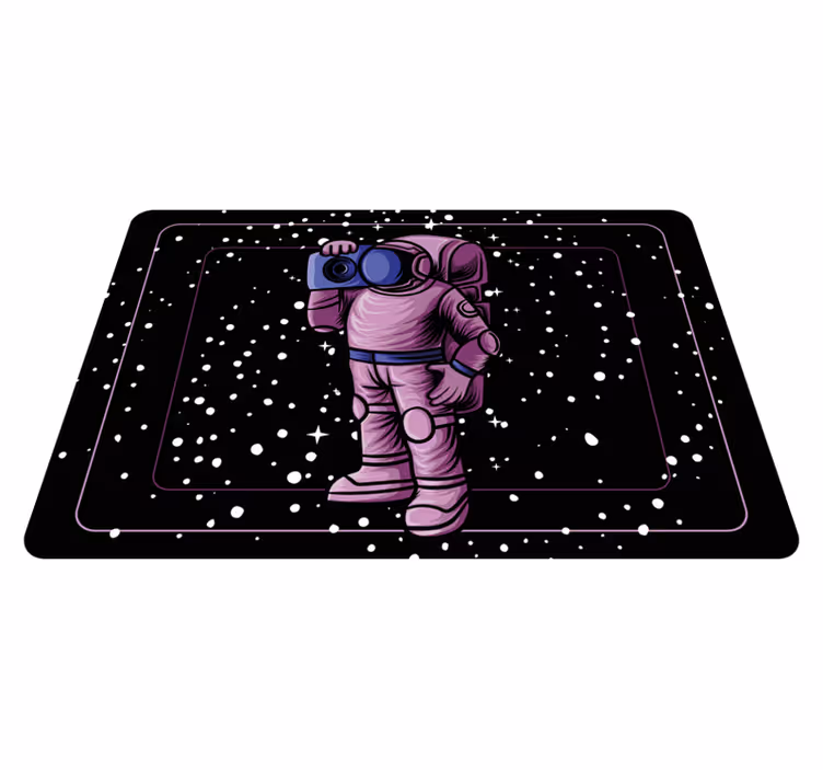 Tapete vinílico infantis astronauta com fita de rádio - TenStickers