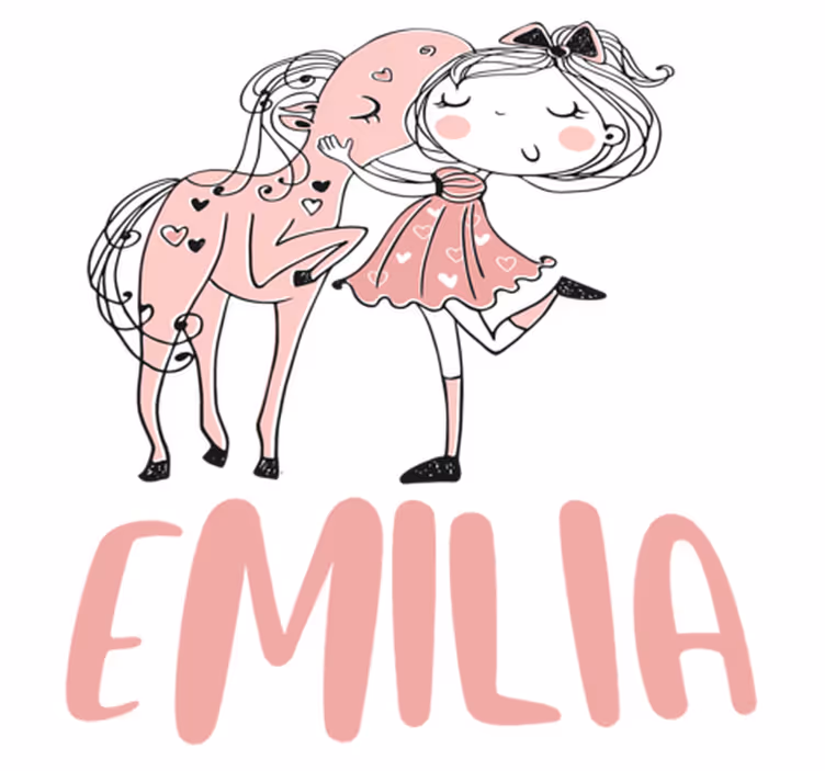 Tapete vinílico infantis princesa com vestido rosa e cavalo - TenStickers