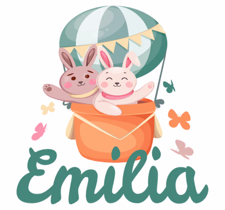 Tapete vinílico infantis coelhinhos personalizados em balão - TenStickers