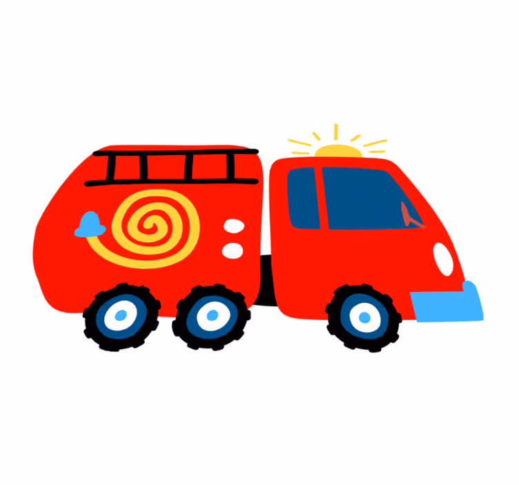 Tapete vinílico infantis veículo vermelho brincalhão - TenStickers