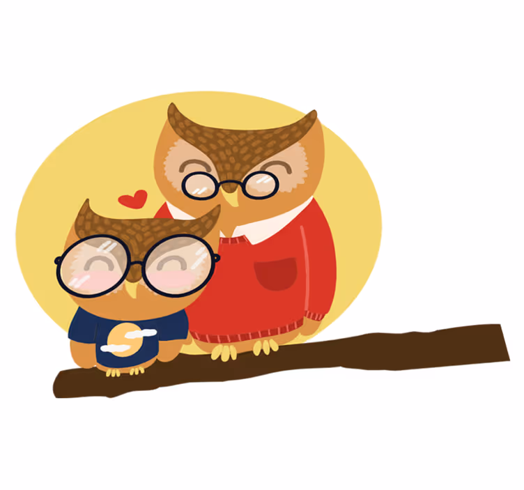 Tapete vinílico infantis coruja pai e filho - TenStickers