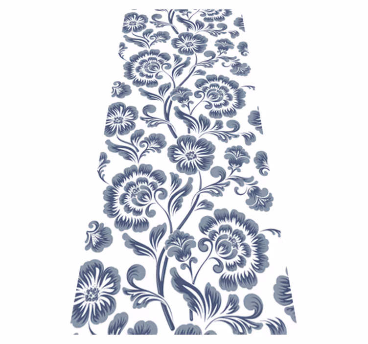 Tapete vinílico casa de banho flores azuis estilo vitoriano - TenStickers