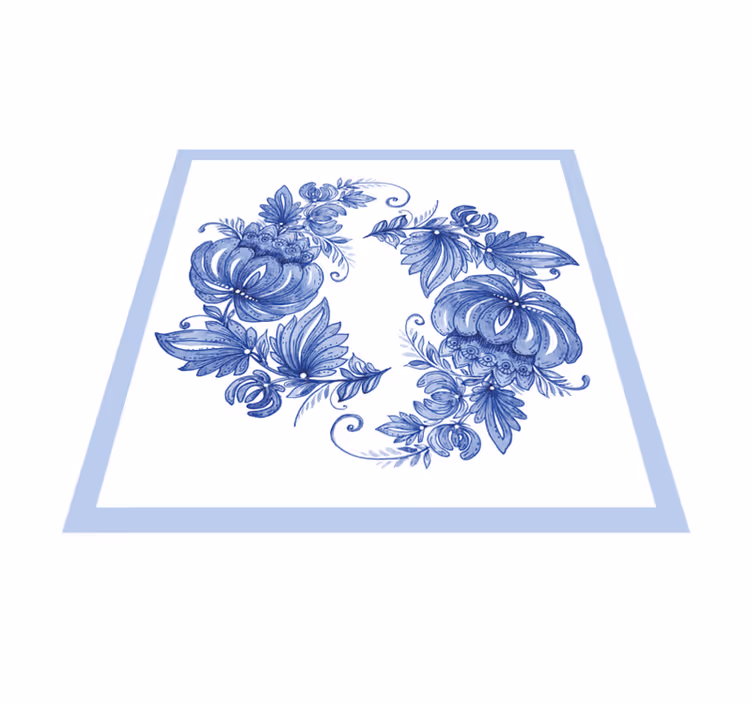 Tapete vinílico casa de banho ornamento horezu azul e branco - TenStickers