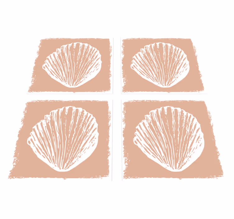Tapete vinílico casa de banho padrão conchas bege - TenStickers