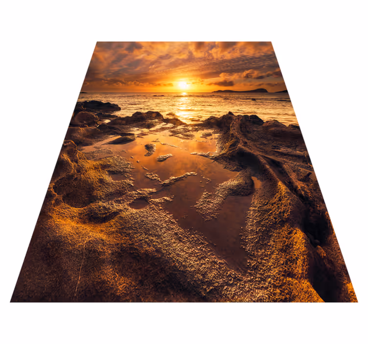 Tapete vinílico casa de banho paisagem de pôr do sol nublado - TenStickers