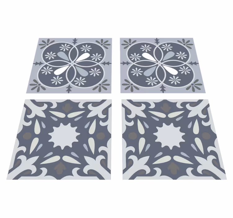 Tapete vinílico casa de banho adesivo floral azul - TenStickers