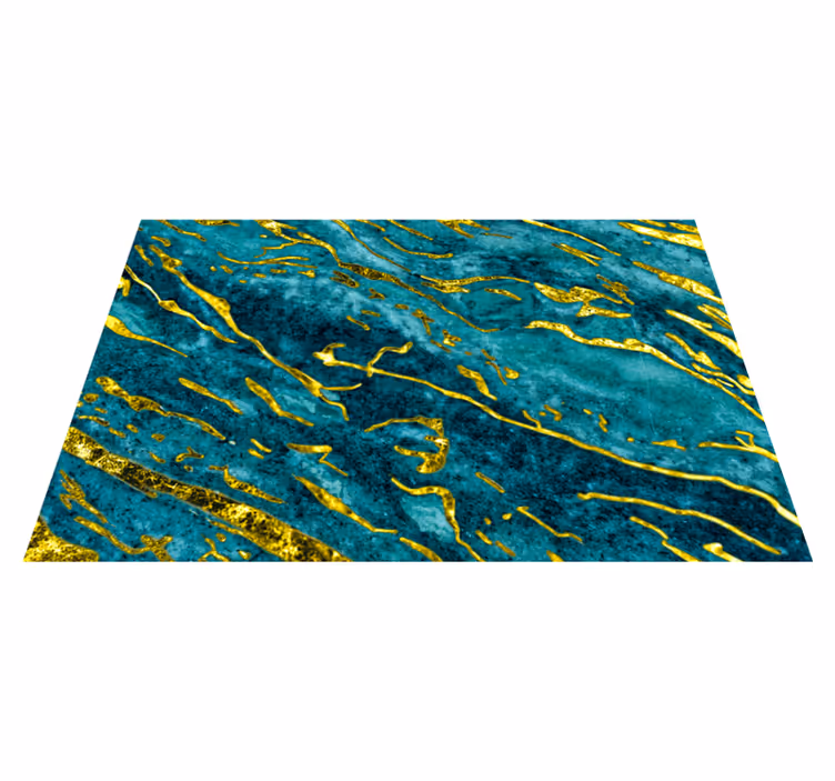 Tapete vinílico casa de banho efeito mármore azul e dourado - TenStickers